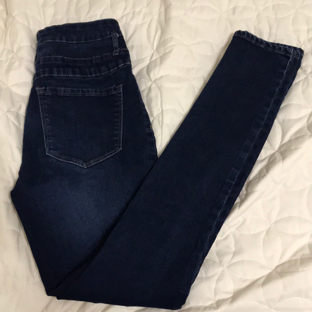 Refuge dark wash high waisted skinny jeans